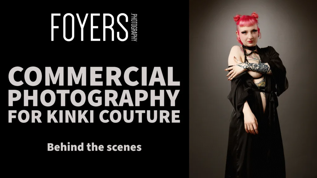 Model in black kimono for Kinki Couture photoshoot.