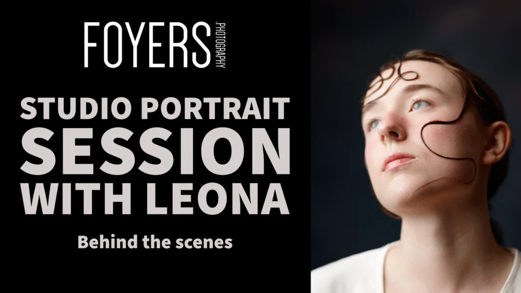 Studio portrait session behind-the-scenes with model