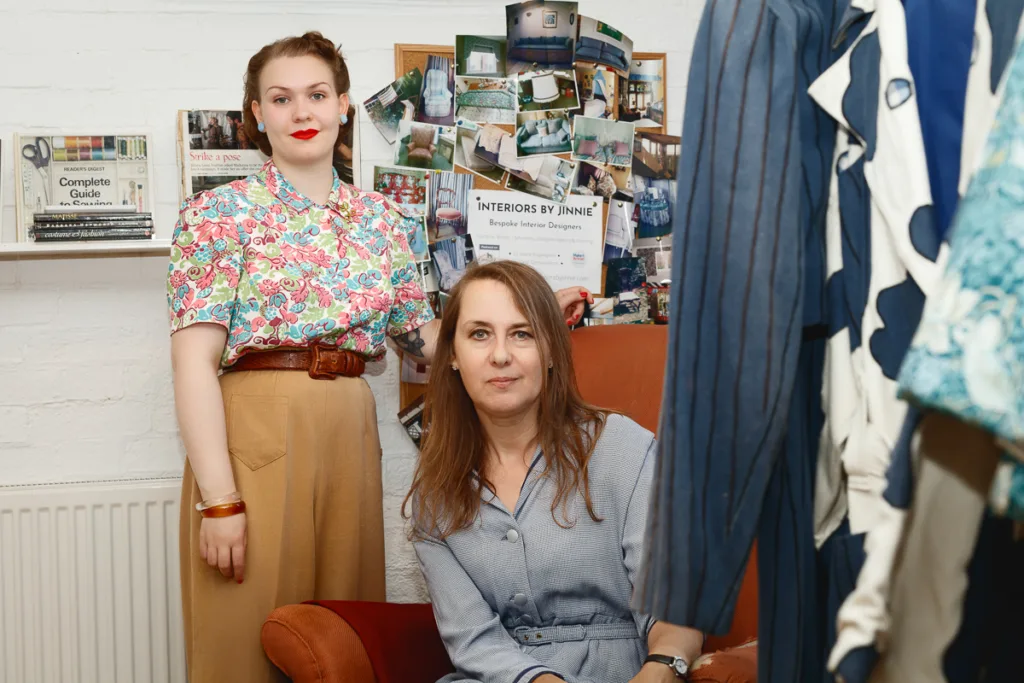 Two women in interior design studio.